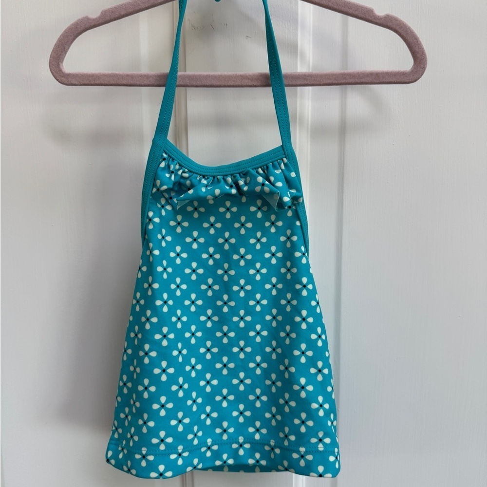 NWOT Tea Collection 3T Teal Halter Top Floral Bikini Top Bathingsuit Swimsuit
